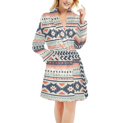 Tribal Aztec vintage pattern Women's Fleece Robe