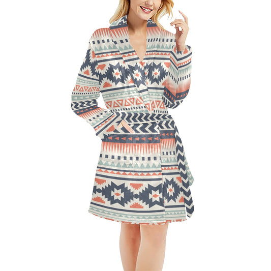 Tribal Aztec vintage pattern Women's Fleece Robe