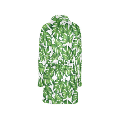 Palm Leaves Pattern Print Design PL08 Women's Fleece Robe