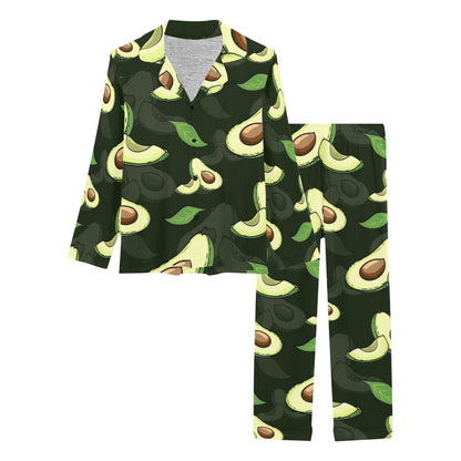 Avocado Pattern Print Design AC07 Women's Long Pajama Set