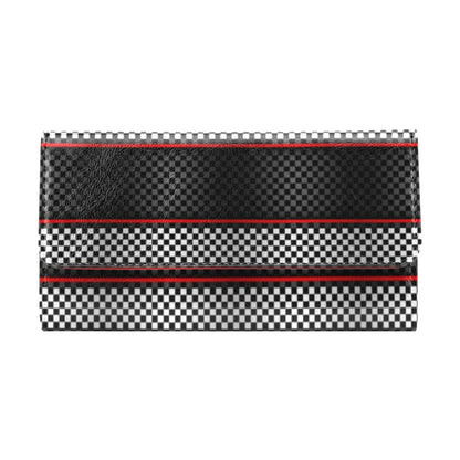 Checkered Flag Red Line Style Women's Trifold Wallet