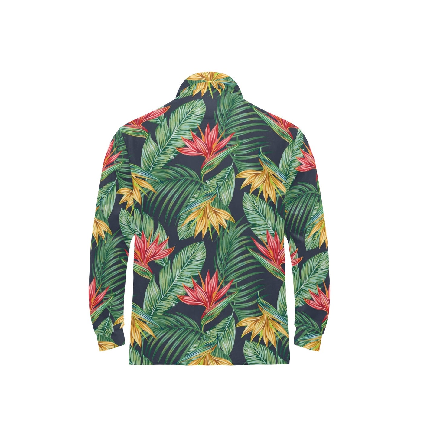 Bird Of Paradise Pattern Print Design BOP09 Long Sleeve Polo Shirt For Men's