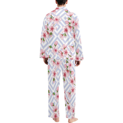 Cherry Blossom Pattern Print Design CB07 Men's Long Pajama Set