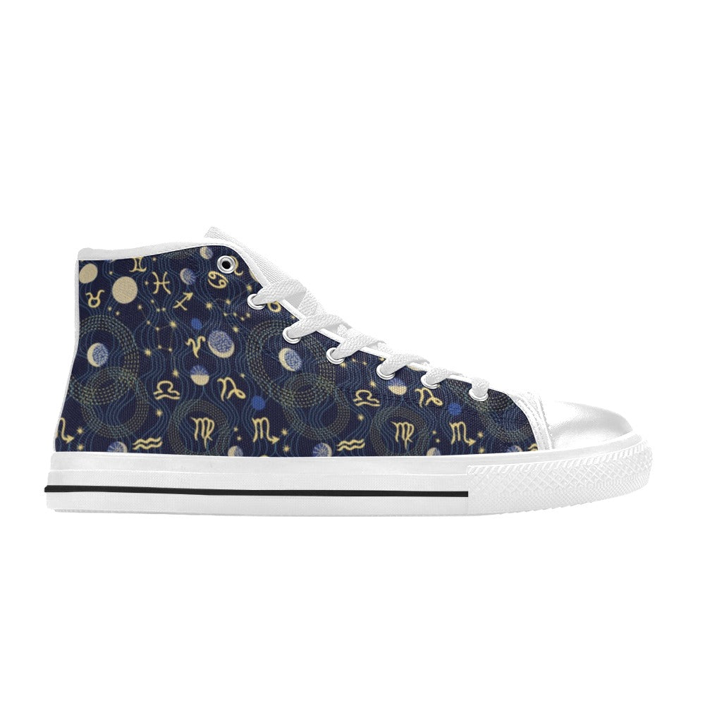 Zodiac Print Design LKS302 Men's High Top Canvas Shoes