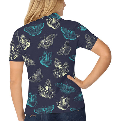 Monarch Butterfly Pattern Print Design 01 Women's Polo Shirt