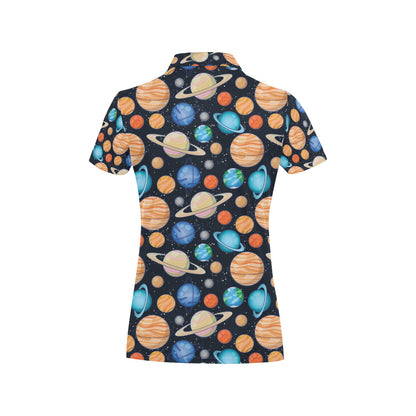 Planet Colorful Print Design LKS301 Women's Polo Shirt