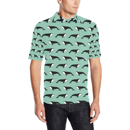 Whale Print Design LKS307 Men Polo Shirt