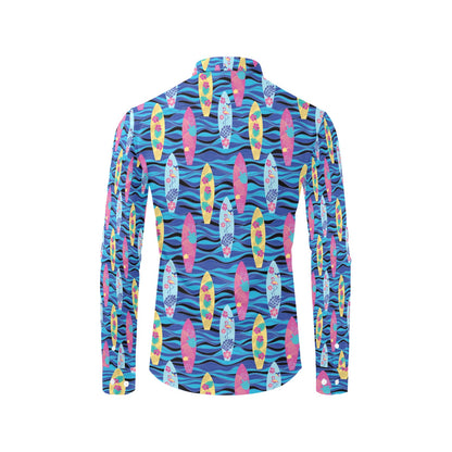 Surfboard Print Design LKS304 Men's Long Sleeve Dress Shirt