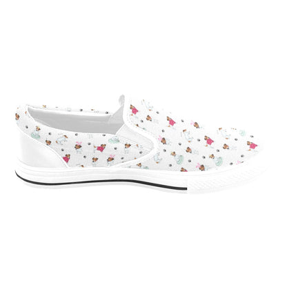 Russell Terriers Print Design LKS308 White Slip Ons Canvas Women's Shoes