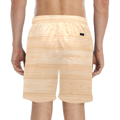 Wood Texture Print Design LKS302 Men's Swim Trunks Beach Shorts