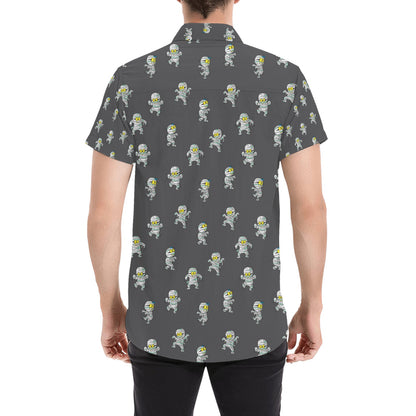 Mummy Print Design LKS305 Men Short Sleeve Button Up Shirt