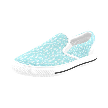 Sweet Pea Print Design LKS302 White Slip Ons Canvas Women's Shoes