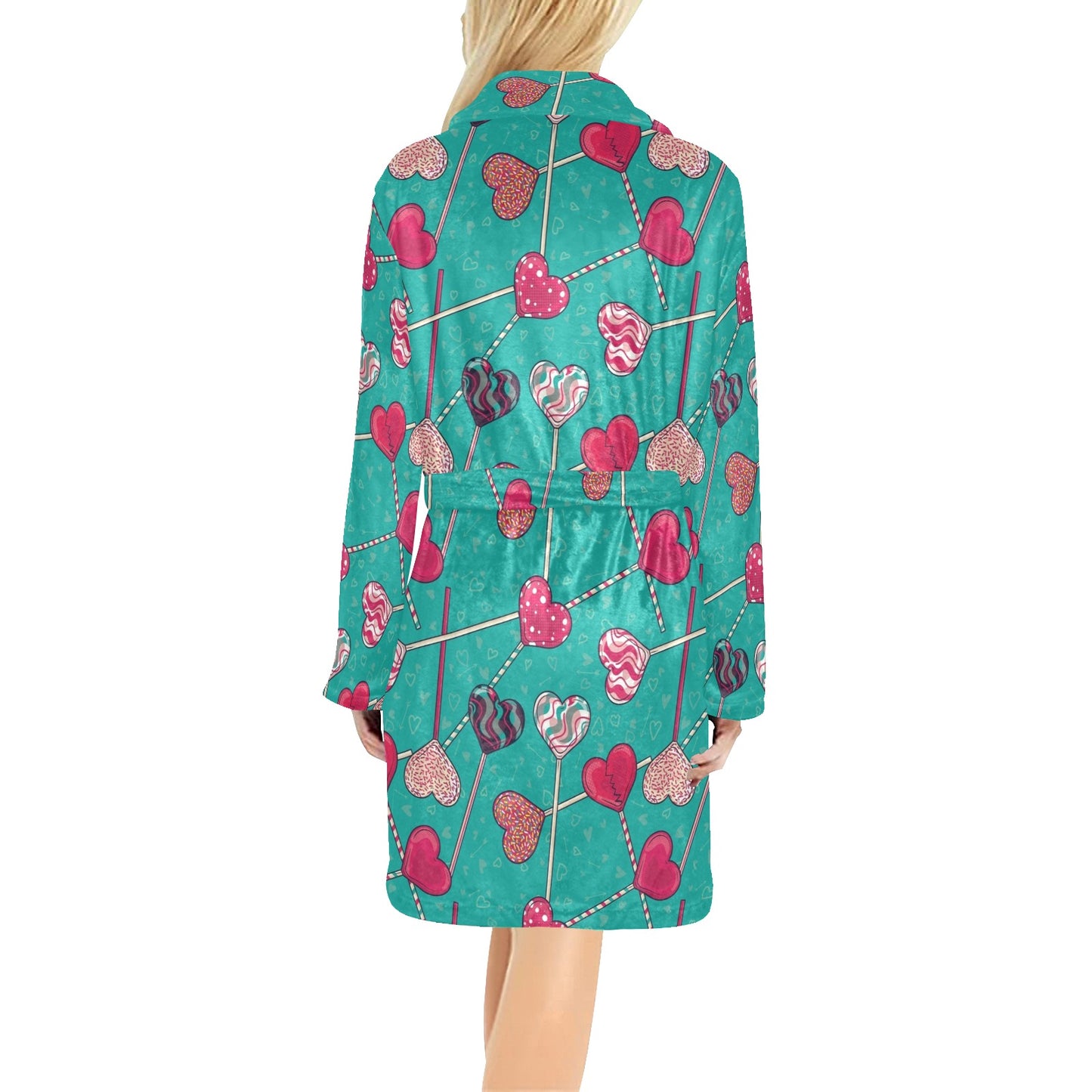 Lollipop Pattern Print Design LL01 Women's Fleece Robe