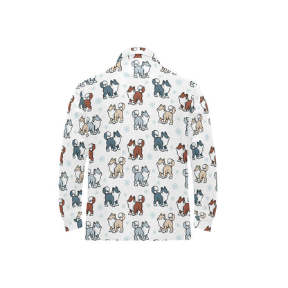 Alaskan Malamute Pattern Print Design 02 Long Sleeve Polo Shirt For Men's