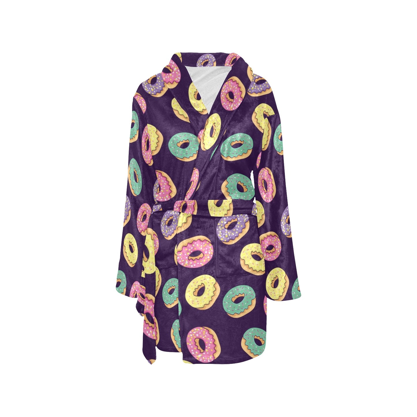 Donut Pattern Print Design DN08 Women's Fleece Robe
