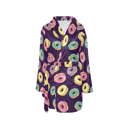 Donut Pattern Print Design DN08 Women's Fleece Robe