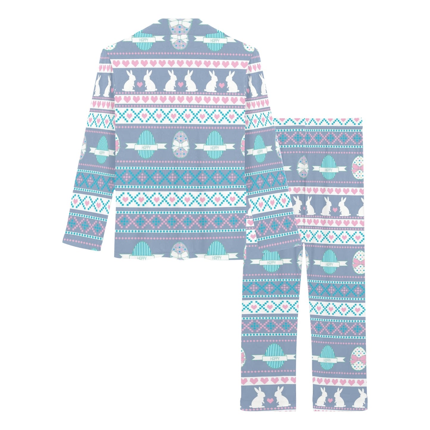 Easter Eggs Pattern Print Design RB013 Women's Long Pajama Set