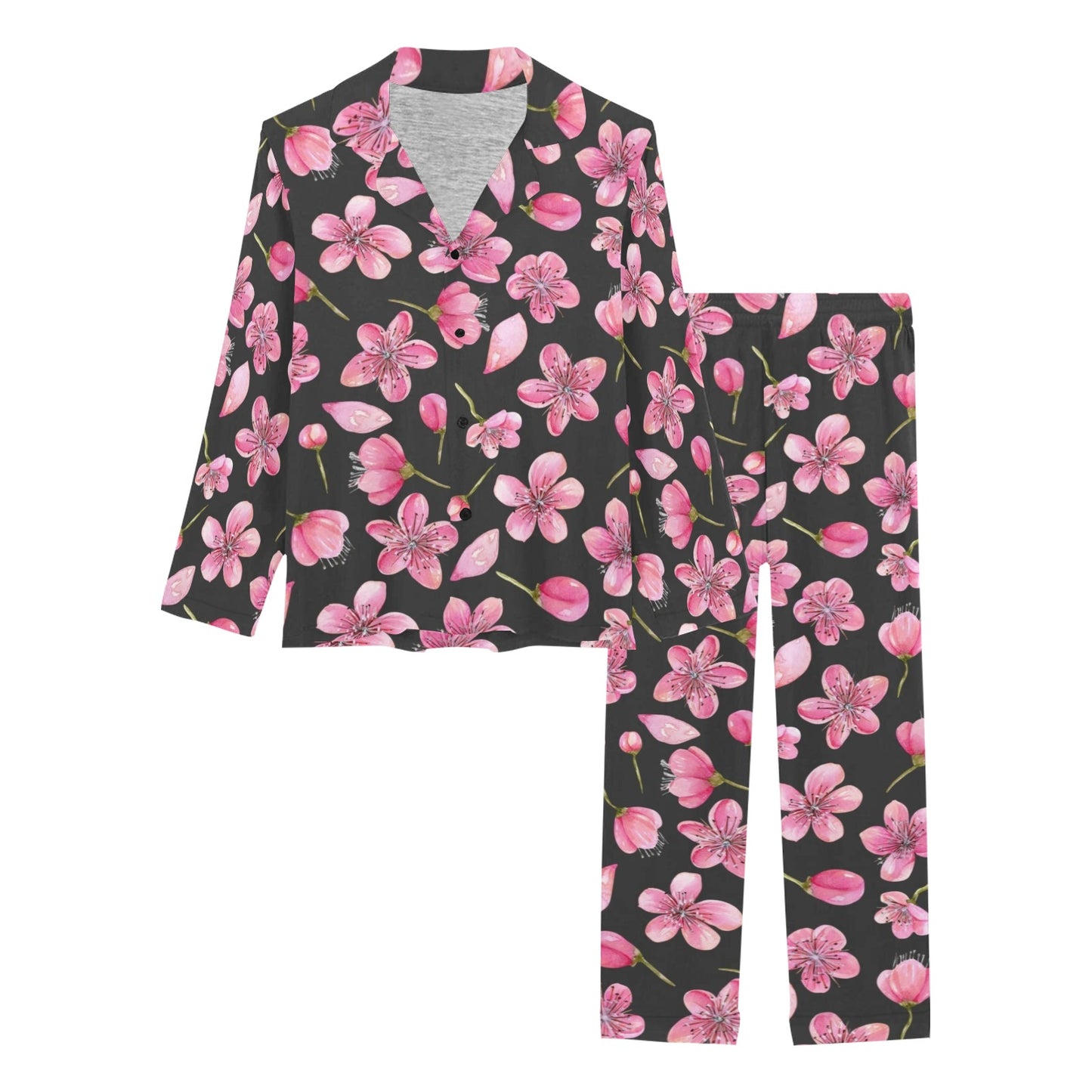 Apple blossom Pattern Print Design AB03 Women's Long Pajama Set