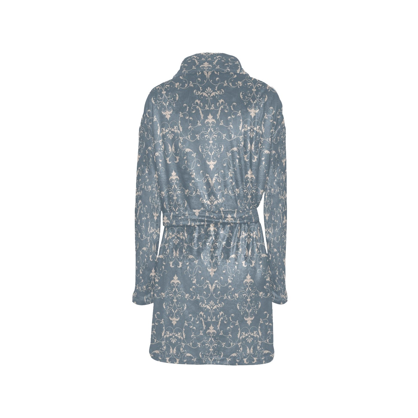 Damask Elegant Teal Print Pattern Women's Fleece Robe