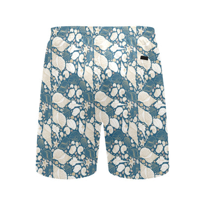 Seashell Print Design LKS308 Men's Swim Trunks Beach Shorts