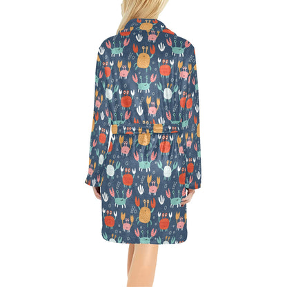 Crab Pattern Print Design 05 Women's Fleece Robe