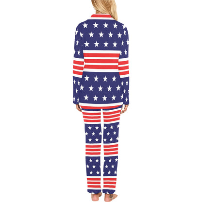 Patriotic Pattern Print Design A04 Women's Long Pajama Set