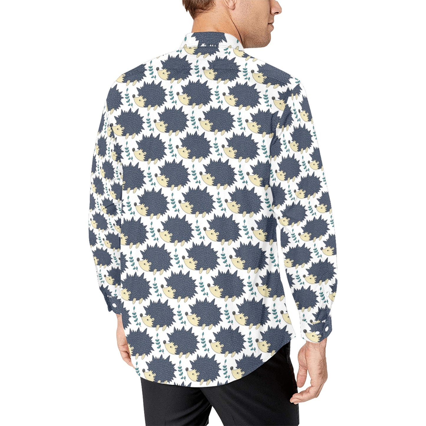Hedgehog Print Design LKS401 Men's Long Sleeve Dress Shirt