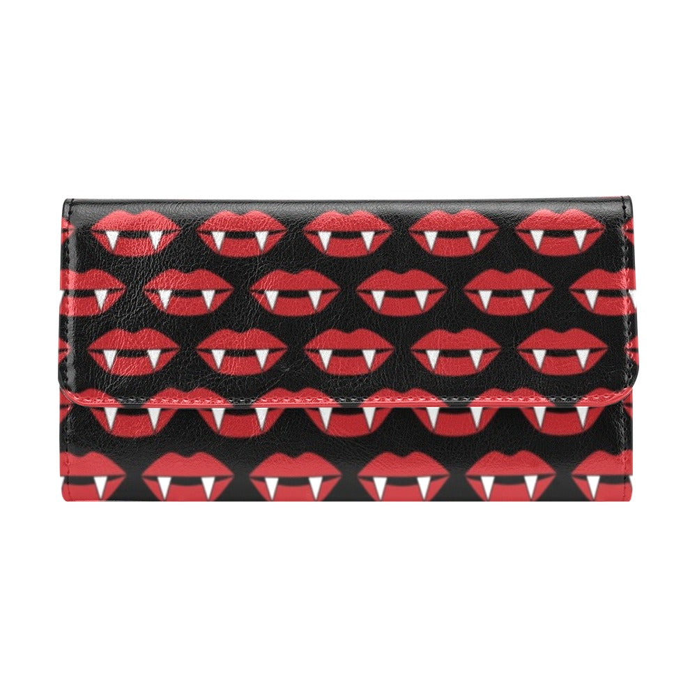 Vampire Lips Print Design LKS302 Women's Trifold Wallet