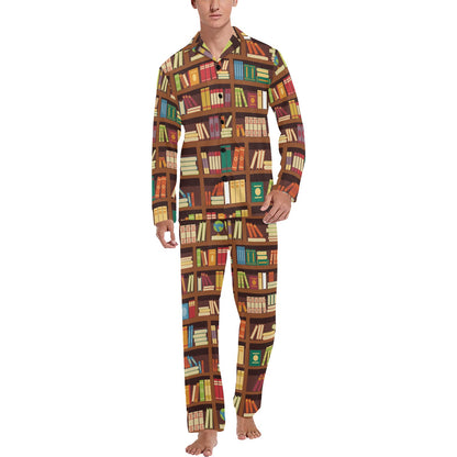 Book Pattern Print Design 06 Men's Long Pajama Set