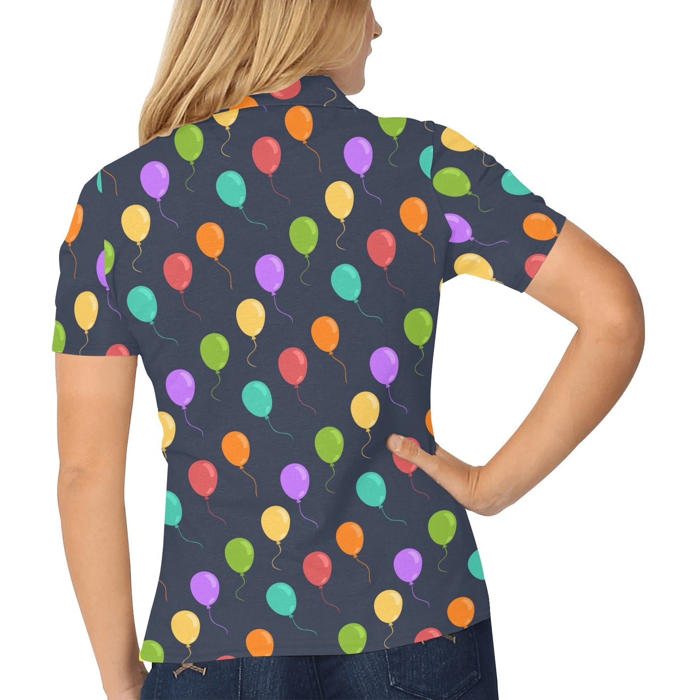 Ballon Colorful Pattern Print Design 03 Women's Polo Shirt