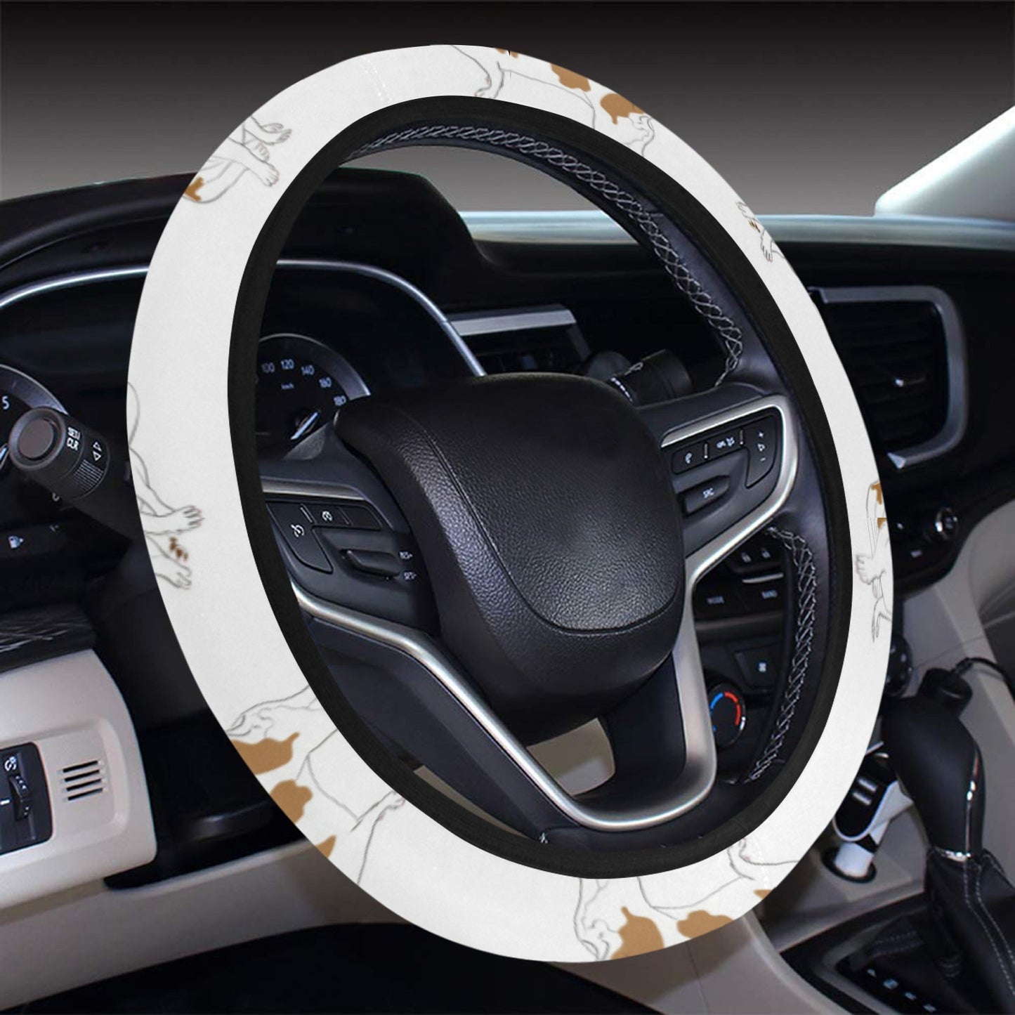 Russell Terriers With Balls Print Design LKS307 Steering Wheel Cover with Elastic Edge