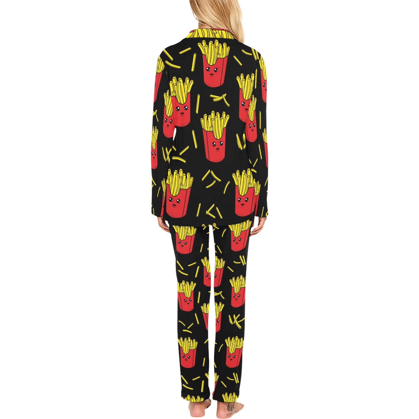 French Fried Pattern Print Design 03 Women's Long Pajama Set