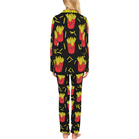 French Fried Pattern Print Design 03 Women's Long Pajama Set