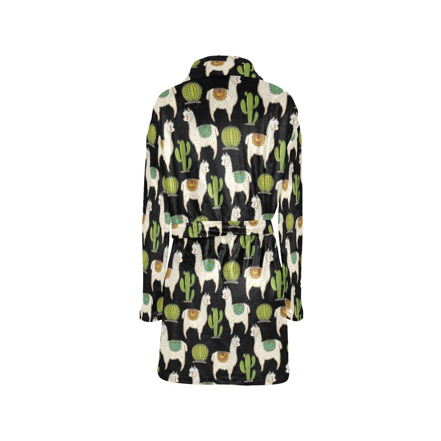 Alpaca Cactus Pattern Print Design 07 Women's Fleece Robe