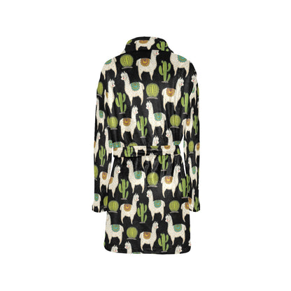 Alpaca Cactus Pattern Print Design 07 Women's Fleece Robe