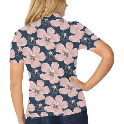 Plumeria Pattern Print Design PM018 Women's Polo Shirt