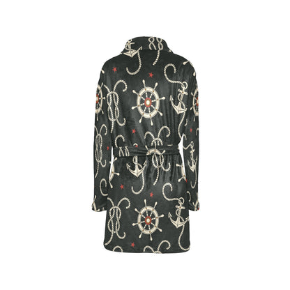 Nautical Anchor Pattern Women's Fleece Robe