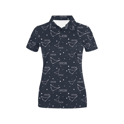 Capricorn Zodiac Pattern Print Design 01 Women's Polo Shirt