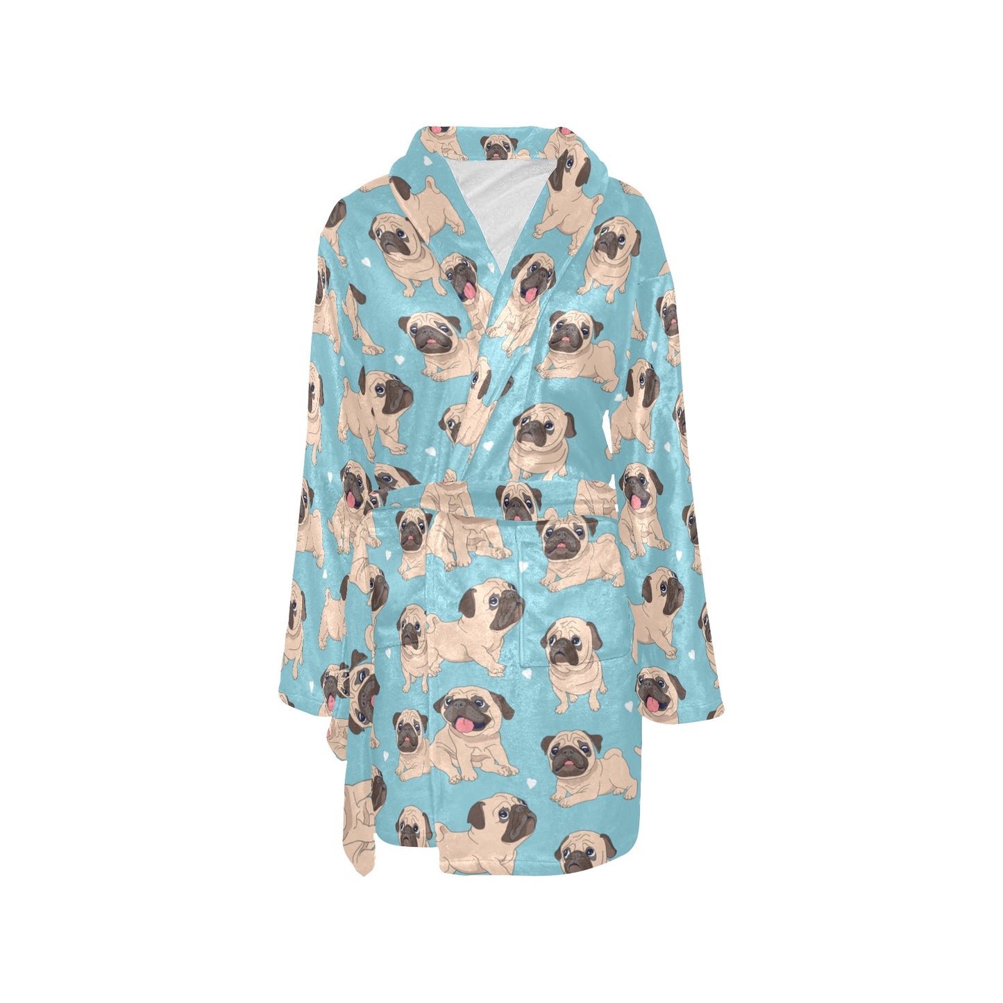 Pug Pattern Print Design A03 Women's Fleece Robe