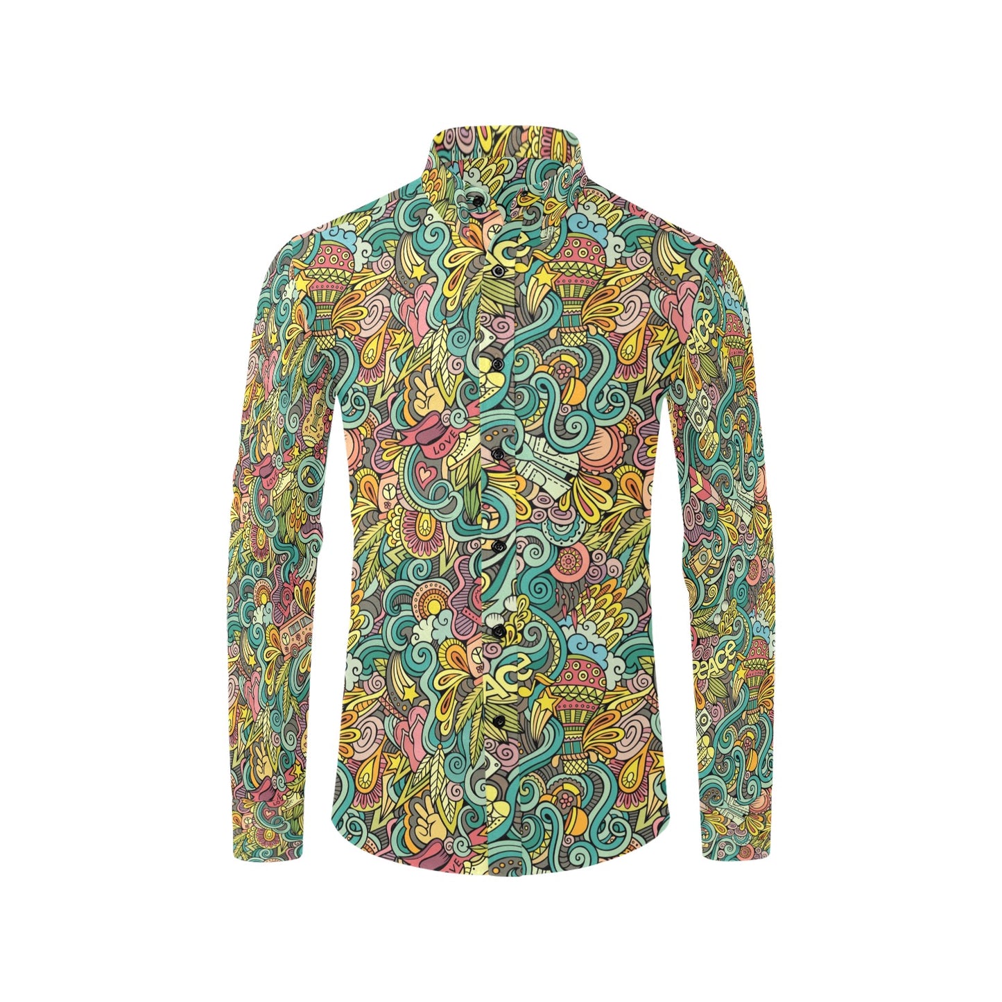 Hippie Print Design LKS302 Men's Long Sleeve Dress Shirt