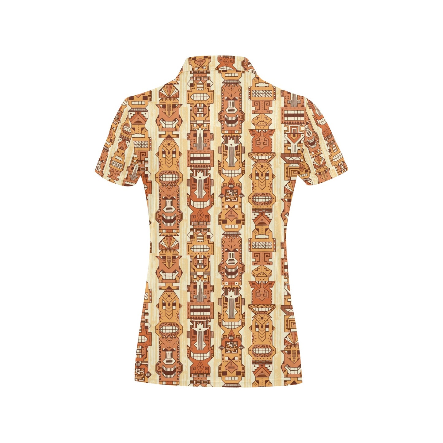 Tiki Orange Vertical Pattern Women's Polo Shirt