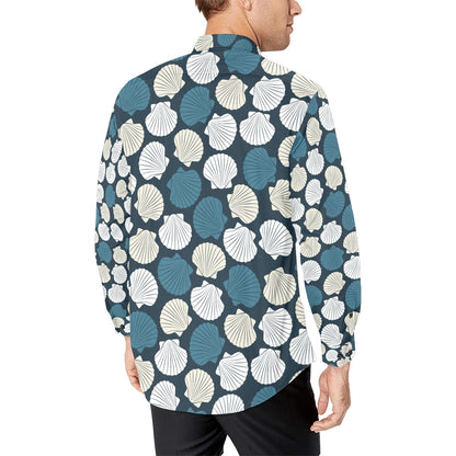 Seashell Print Design LKS3013 Men's Long Sleeve Dress Shirt