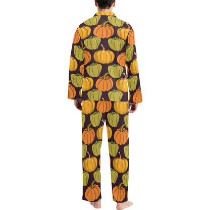 Pumpkin Pattern Print Design A01 Men's Long Pajama Set