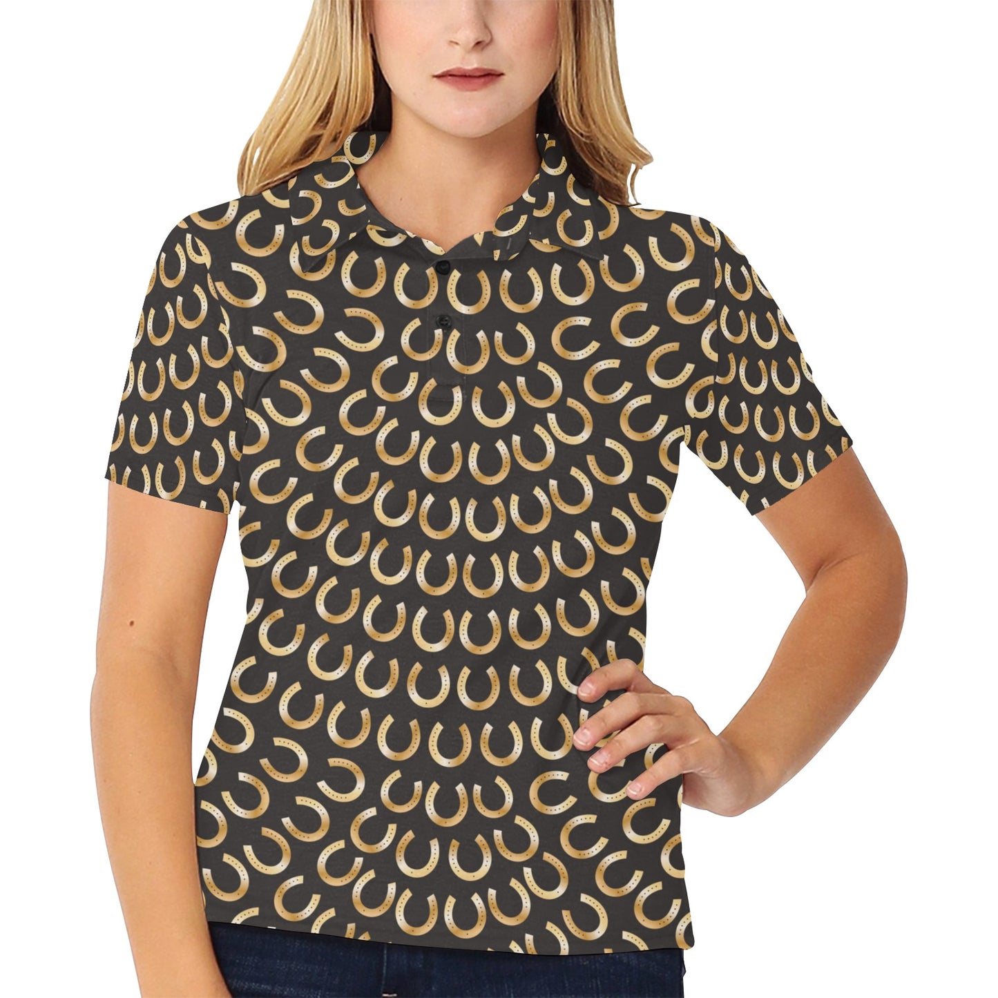 Horseshoe Print Design LKS304 Women's Polo Shirt