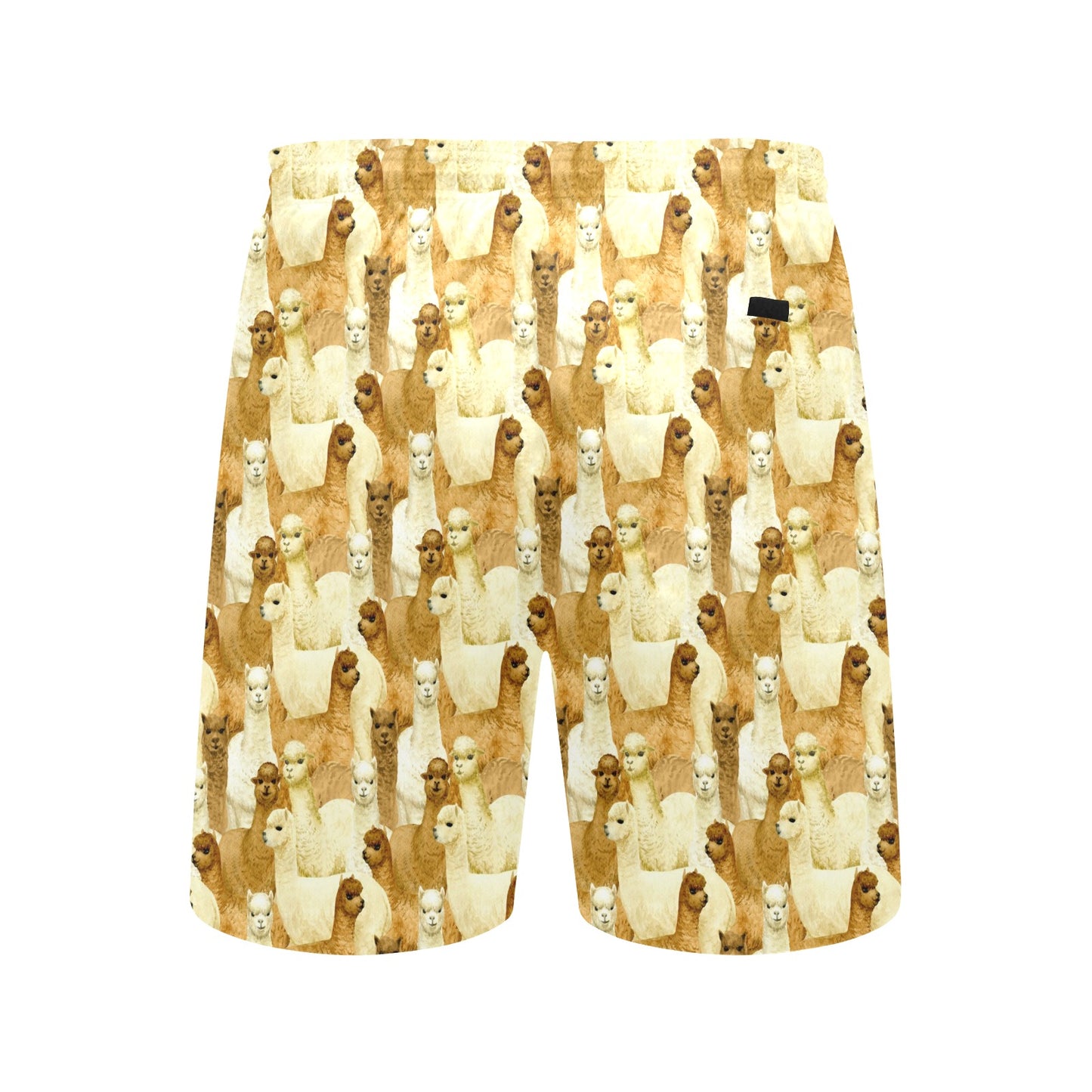 Alpaca Watercolor Design Themed Print Men's Swim Trunks Beach Shorts