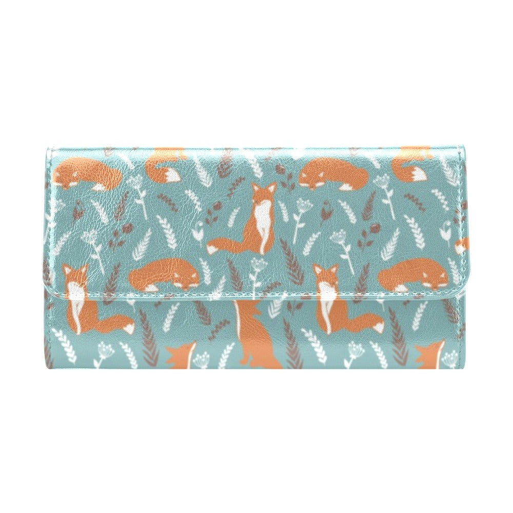 Fox Forest Print Pattern Women's Trifold Wallet