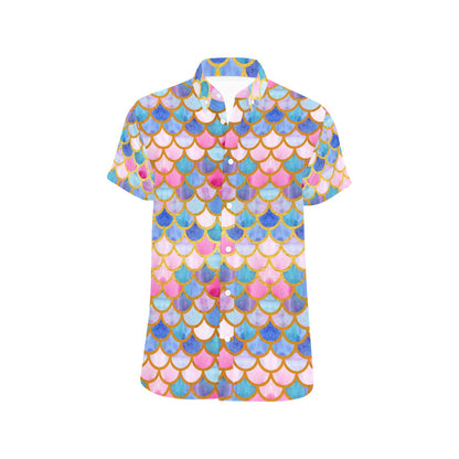 Scales Print Design LKS401 Men Short Sleeve Button Up Shirt