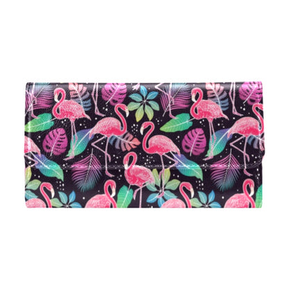 Flamingo Tropical leaves Neon Print Women's Trifold Wallet