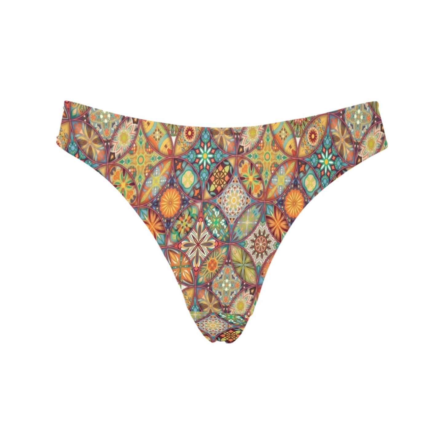 Mandala Flower Themed Design Print Women's Thongs