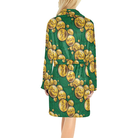 Bitcoin Pattern Print Design DO02 Women's Fleece Robe